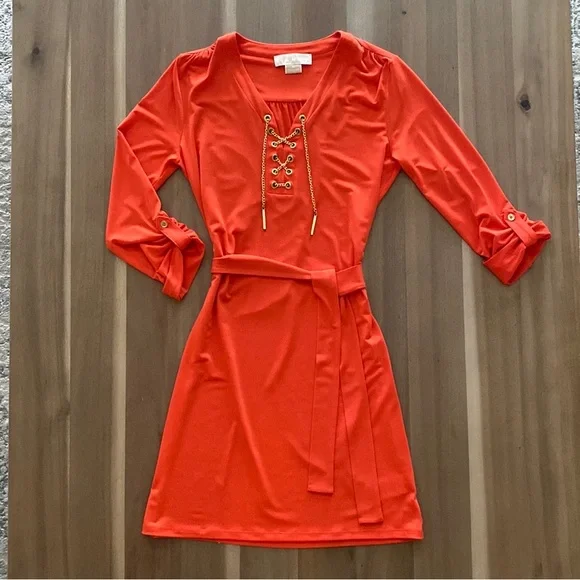 Michael Kors Lace-Up Chain Dress Size P (0 Petite)